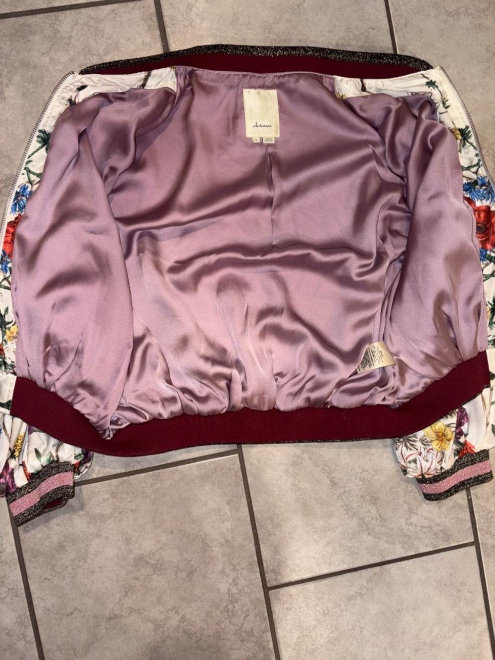 ANTHROPOLOGIE ELEVENSES Rubie White Floral Bomber Jacket Zip Up Size L - Picture 9 of 11